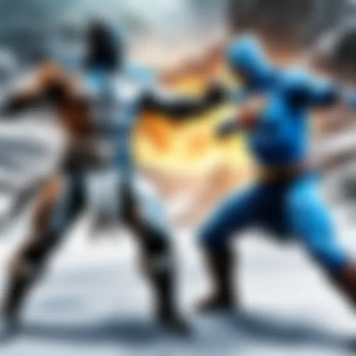 Intense battle featuring Sub-Zero from Mortal Kombat and Superman from DC Universe