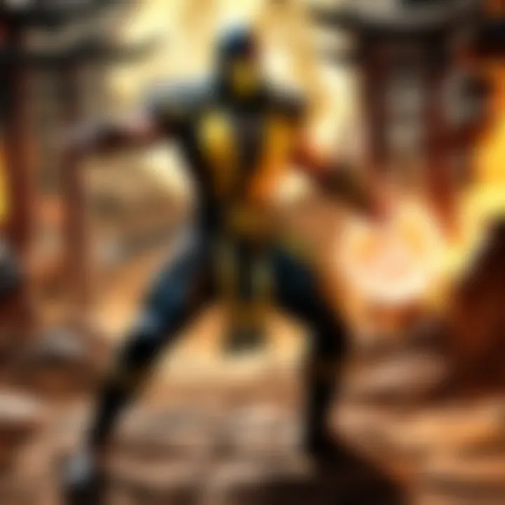 Dynamic combat scene in Mortal Kombat game