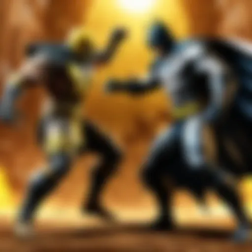 Epic clash between Scorpion from Mortal Kombat and Batman from DC Universe