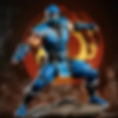 Side view of Sub Zero figurine displaying dynamic pose