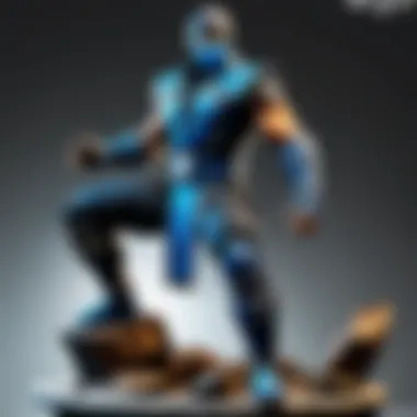 Close-up of Sub Zero figurine's unique features