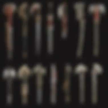 Detailed close-up of weapon selection