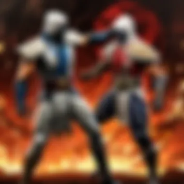 Two Mortal Kombat characters in a heated battle