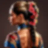 Radiant Elegance with Floral Accents Radiant Elegance: Long Braid Ponytail with Floral Accents
