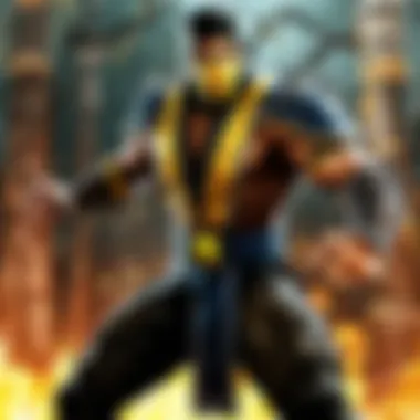 Detailed close-up of Mortal Kombat character in fierce battle