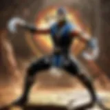 Character showcasing a special move in Mortal Kombat