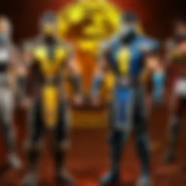 Character selection screen in Mortal Kombat mobile game