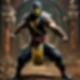 Fierce warrior wielding deadly weapons in Mortal Kombat arena