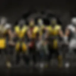 The iconic roster of fighters in Mortal Kombat XL showcasing their unique abilities and styles.