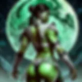 Majestic Jade statue in the moonlight