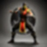 Mortal Kombat character in fiery battle stance