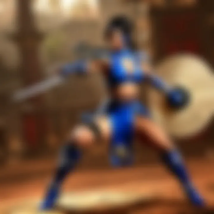 Kitana showcasing her fan-based combat skills in Mortal Kombat