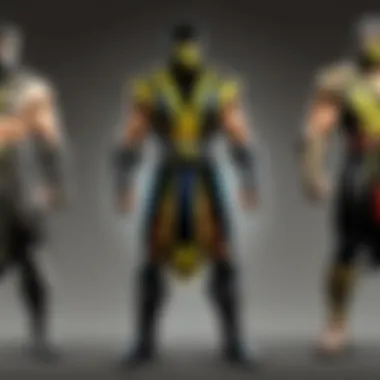 Artistic depiction of diverse Mortal Kombat characters