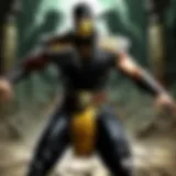 Vivid digital rendering of a Mortal Kombat character in intense combat