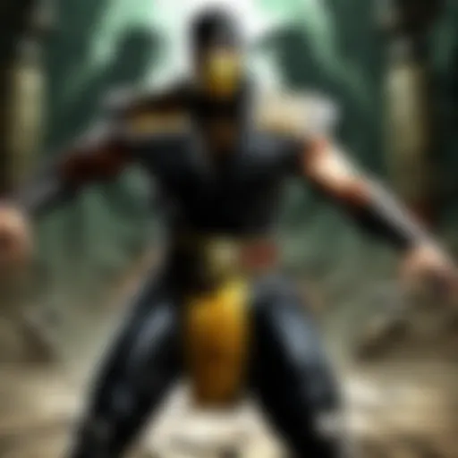 Vivid digital rendering of a Mortal Kombat character in intense combat