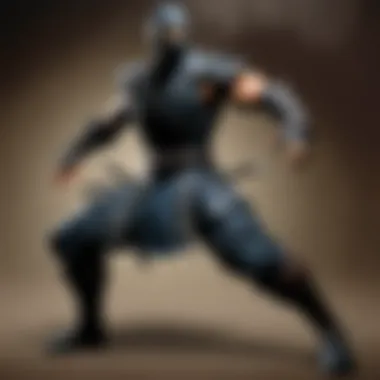 Dark ninja with glowing eyes poised for combat