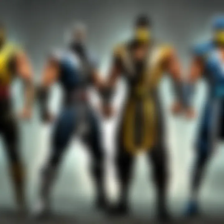 Diverse roster of Mortal Kombat fighters showcasing their unique abilities