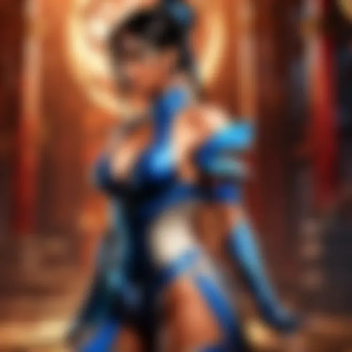 Kitana engaging in a graceful but deadly battle stance