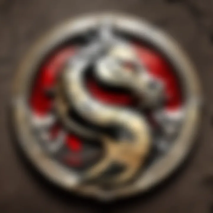 Close-up of Mortal Kombat logo on the wallet