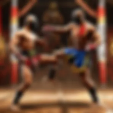 Detailed depiction of a Mortal Kombat character using Muay Thai moves