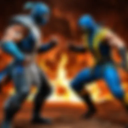 Sub-Zero and Scorpion facing off in a fierce battle