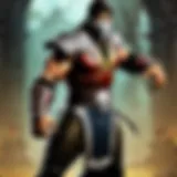 Warrior in Mortal Kombat battle stance