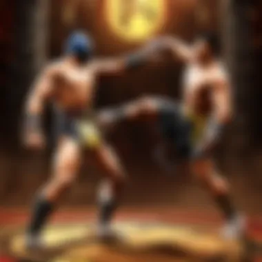 Combatant executing a powerful Muay Thai technique in Mortal Kombat