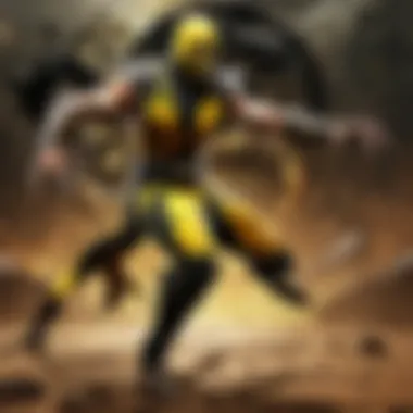 Scorpion in fiery combat stance