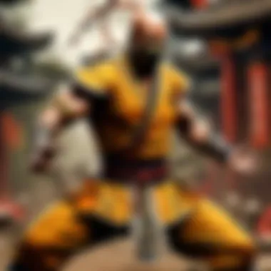 Shaolin Monk demonstrating a powerful Kung Fu technique