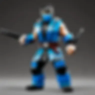 Detailed showcase of Sub-Zero LEGO character in combat stance