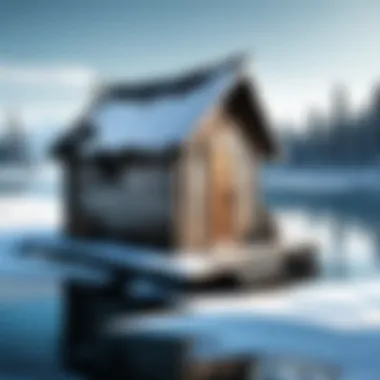 Ice Fishing Hut on Canadian Frozen Lake