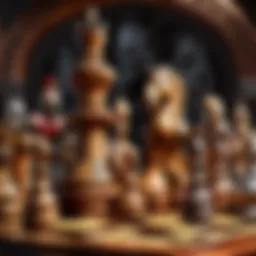 Elegant championship wooden chess set with intricate detailing