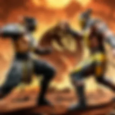 Intense combat scene in Mortal Kombat arena