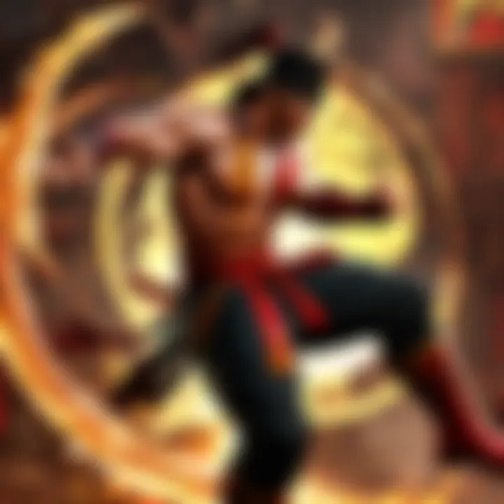 Liu Kang delivering a powerful flying kick